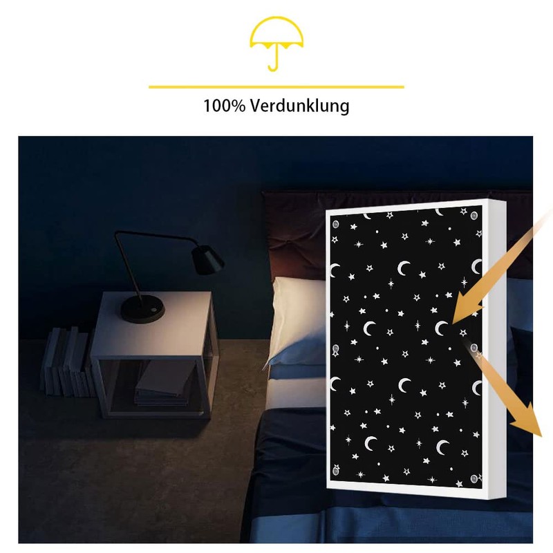 Eurohome 100% Blackout Skylight Roller Blind, No Drilling, Sun Protection,