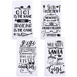 Batiyeer 4 Pieces Gigi Kitchen Towel Funny Dish Towel Microfiber Tea Towel Gigi Gift for Home Birthday Kitchen Cooking Baking