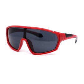 Boys Child Size Mirror Lens Wrap Shield Sport Plastic Sunglasses Red - Black