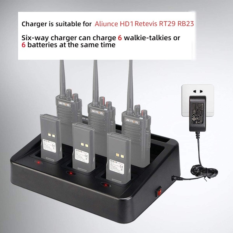 Retevis RT29 Ailunce HD1 Walkie Talkie Six-Way Charger, Practical Multi