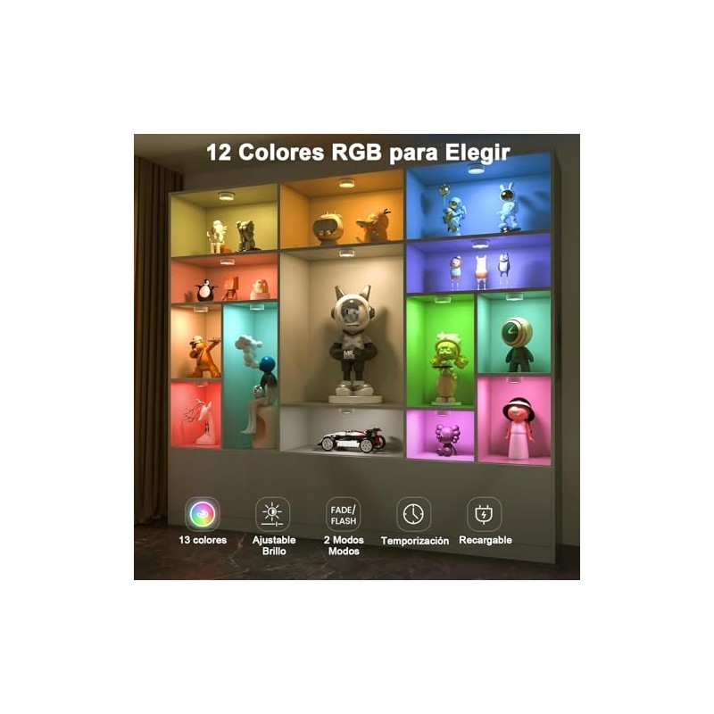 Luz de LED Noche Recargables 6 Pack,Luces para Cocina 13