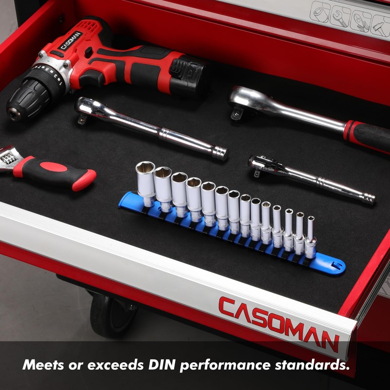 CASOMAN 14 PCS 1/4-Inch Drive Metric Deep Socket Set, 6-Point,