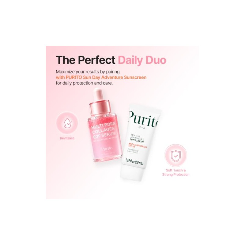 PURITO Multi PDRN Collagen EGF Serum, 7-PDRN Complex, Anti-Aging &