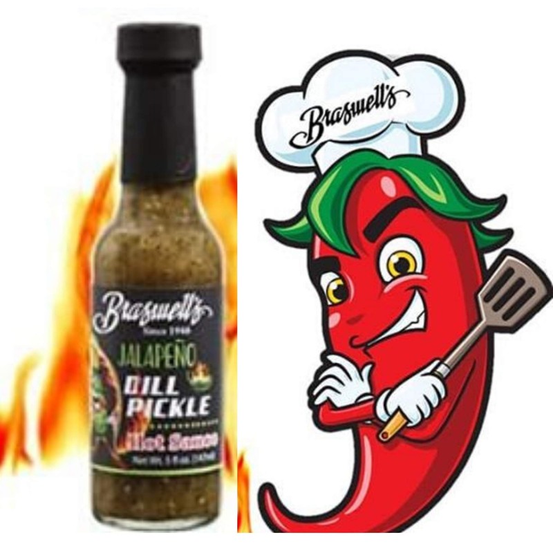 Braswells Jalapeno Dill Pickle Hot Sauce, 5 Ounce, Pack of
