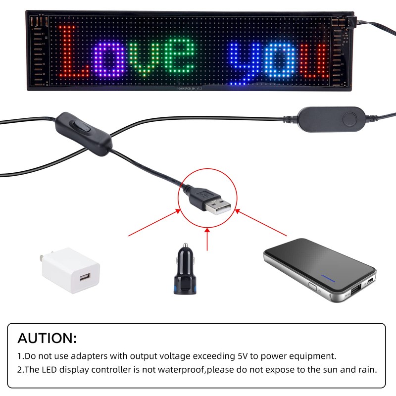 Rupse 14.6"x3.6" Flexible LED Sign for Car, Programmable Scrolling Bright