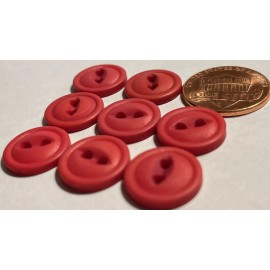 Unbranded 8 Vintage Matte Red Cat Eye 2-hole Plastic Buttons Just Over 1/2" 13mm NOS 13256