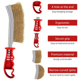 UOCAI 3 STK Messingbürste Grill, Drahtbürste Messing Messing Drahtbürsten Set und Silikon Pinsel Grillbürste Schmale Handbürsten für Die Reinigung Von Schweißnaht, Rost, Grillrückstände