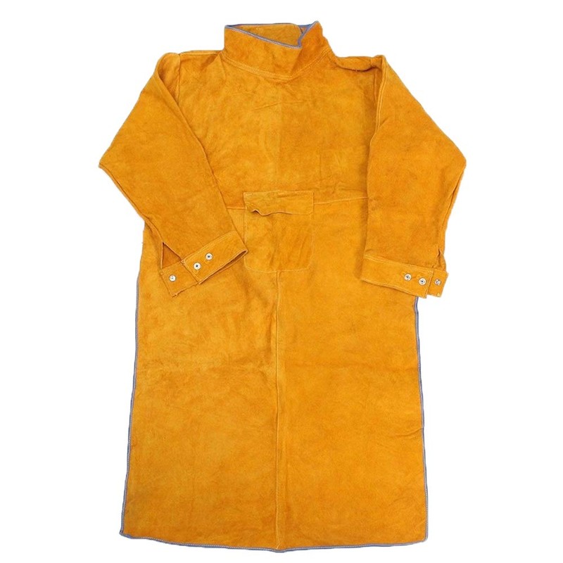 Jewboer Leather Welding Apron with Sleeve,Heavy Duty Welding Jacket,Heat Flame