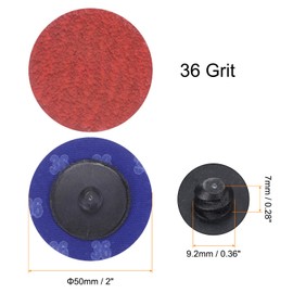 sourcing map 25pcs Quick Change Sanding Discs 2" 36 Grit R-Type Roll Lock Ceramic Grains Conditioning Disc Sandpaper for Die Grinder Grinding Fast Cutting, Bright Red