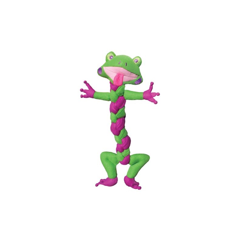 KONG BraidZ Frog Dog Toy, Medium (Colors Vary)