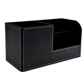 Chstarina Pen Holder, Black PU Leather Pen Box, Pen Holder, Multifunctional Desk Organiser, Pen Holder for Pens, Notes and Office Items, Office, School