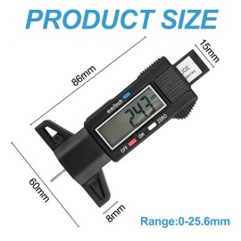 Gvolatee Tread Depth Gauge for Tyres, Tyre Tread Depth Gauge, Tyre Tread Depth Gauge with LCD Display, Tyre Depth Gauge, Digital Car Depth Gauge for Car, Truck, Van, Motorcycle
