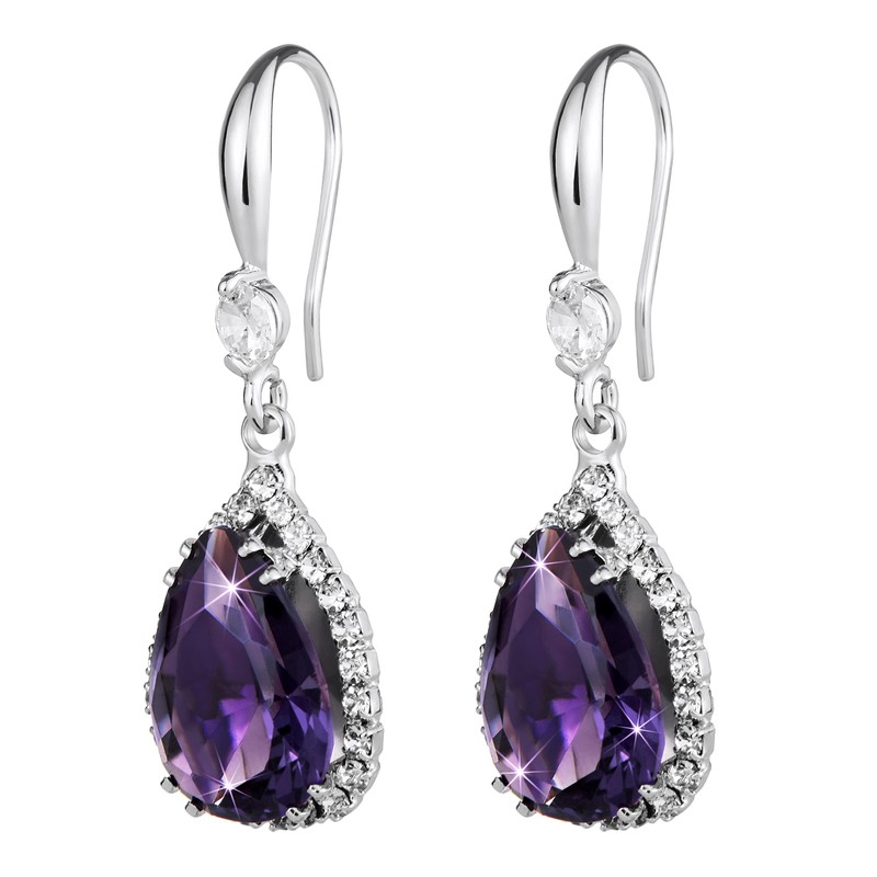 Linawe Earrings, Women's, Jewelry, Diamonds, Mother's, Silver, Created Amethyst