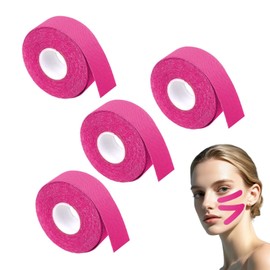 4 Rollen Face Tape,Face Tape Lifting Gesicht 2.5 cm × 5 m,Gesichtstape,Hohe Elastizität, Hypoallergen,Hohe Porosität,Anti-Falten,Physikalische und Sportliche Bänder für Verletzungen(Rosa)