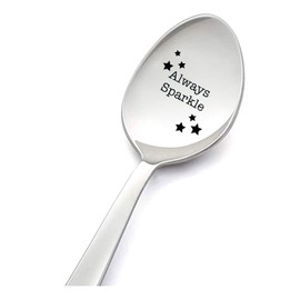 RFTWXHPN Inspirational Encouraging Gifts for Boys Girls Always Sparkle Spoons for Daughter Grandson Motivational Graduation Gifts for Best Friend Brother Ice Cream Lover Gifts Spoons