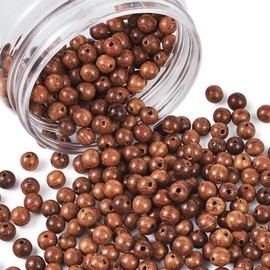 400pcs/Box Natural Round Wood Scentedros Beads 6mm Undyed Waxed Ball Spacer Beads Wooden Loose Beads for DIY Jewelry Crafts Making, Sienna