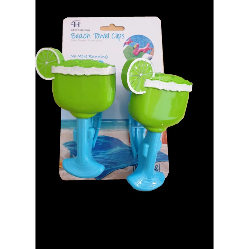 C&H Solutions Beach Towel Holders, Clips, Set of Two, Lemon