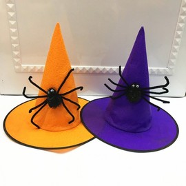 Halloween Zombie Makeup Wizard Hat Costume Item - Non-woven Black Spider for Kids and Adults Party Size/Black Spider Hat 10ea