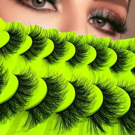 7 Pairs of 3D False Eyelashes, Cat Eye, Fluffy Volume, Curly, Cat-Eye, Artificial Eyelashes, Natural Look, Reusable, Handmade Faux Mink Makeup Eyelashes (JC23)