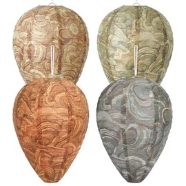 DECYOOL 4 Pack Wasp Nest Decoy Natural Paper Hornet Deterrent Hanging Fake Nests for Outdoor Hornets Yellow Jackets Control