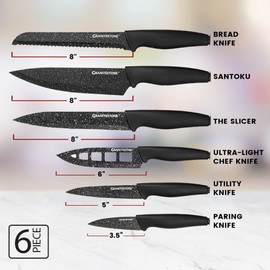 Granitestone Nutriblade Knife Set, High Grade Professional Chef Kitchen Knives Set, Toughened Stainless Steel with Nonstick Mineral Coating, Rubberized Ergonomic Grip, Dishwasher Safe