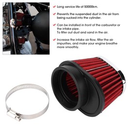 Mushroom Filter Universal Motorcycle Air Filter Red Engine Air Filter (51mm/55mm/60mm) Fits Any Motorcycle of Right Size. (60mm)