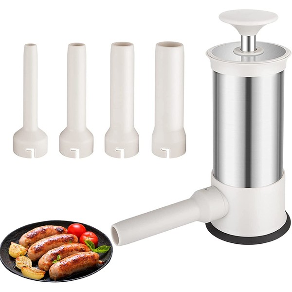 Lixiin Manual Sausage Stuffer, Sausage Stuffer, Manual Sausage Machine, Sausage Maker, Sausage Press with 4 Different Filling Tubes (2.2 L)