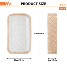 2 Pieces Seat Belt Pads,Soft Shoulder Strap Cover & Protector,Comfortable & Safe Travel Cushion for Adults and Kids,Car Accessories for Men Women (Beige)