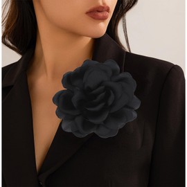 Flower Brooches Lapel Pins for Women Satin Fabric Brooches Big Camellia Flower Brooch Pins Wedding Part Dance Clothes Accessories Jewelry Gifts, Satin, no gemstone