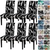 Senllori Dining Room Chair Covers Set of 6,Printed Pattern Parsons Chair Slipcovers Removable Washable Kitchen Seat Dining Chairs Protector Cover for Home or Party
