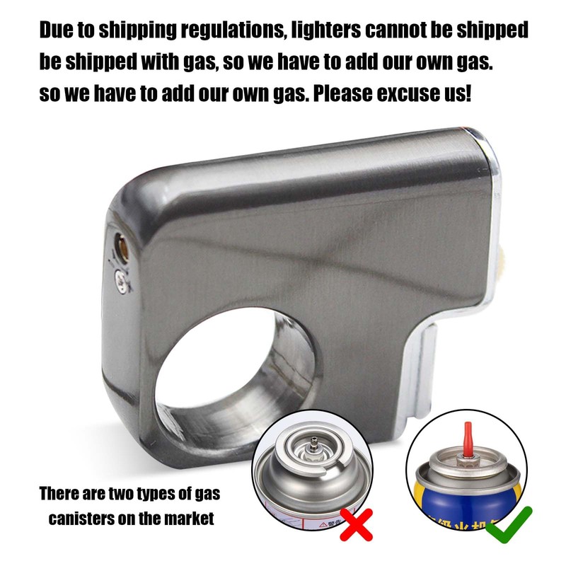 Lighter, Ring Lighter, can be refilled with Butane Gas, Flint