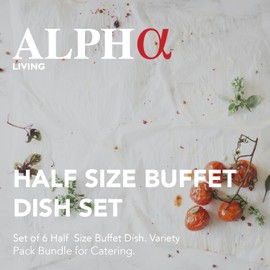 Alpha Living 6 Pack - Disposable Chafing Dish Buffet Set, Welded Body Food Warmers for Parties, Fuel Cans Complete Set, Half Size Pans, Warming Trays