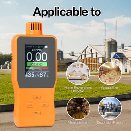 VISLONE Ozone Detector, O3 Air Quality Meter Indoor, Portable Air Quality Monitor, Temperature Humidity Meter with Backlight LCD Screen Alert