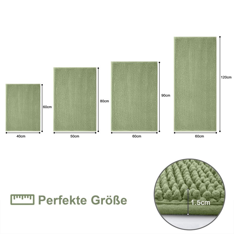Homaxy Chenille Bathroom Rug, Non-Slip Bath Mat, Washable Bath Mat,