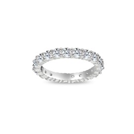 Sterling Silver Cubic Zirconia 3mm Round Stackable Wedding Band Ring for Women Size 7