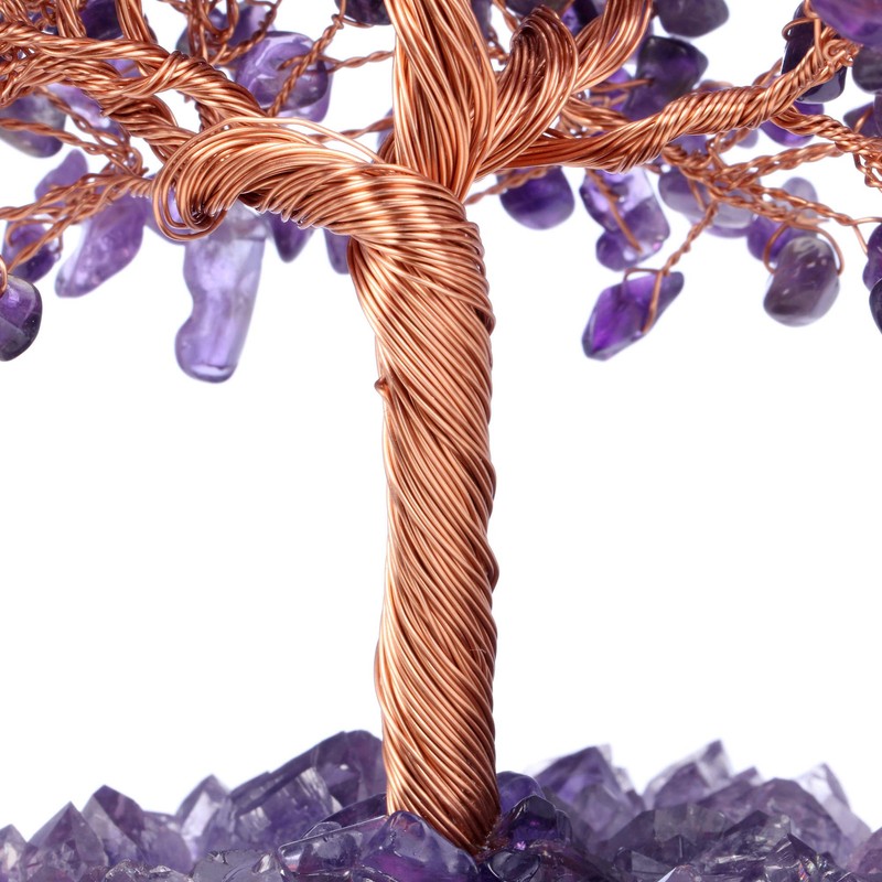 Jovivi Natural Amethyst Healing Crystal Money Tree on Amethyst Cluster