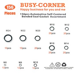 156 Pieces Bonded Seal Dowty Washer,Automotive Self-Centred Dowty Seal Gasket Assortment,10 Metric Sizes,from M6 to M24 (Metric)