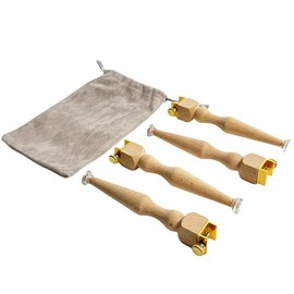 OLizee® 4 Pack Portable Wooden Embroidery Hoop Stand with Velvet Bag Stitching Hoop Holder Cross Stitch Hoop Stand Embroidery Hoop Holder Embroidery Sewing Stand for Desktop Upgraded