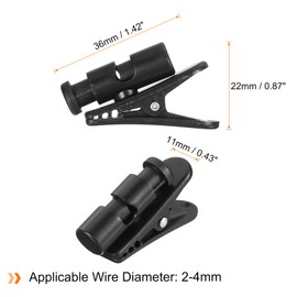 HARFINGTON 6pcs Headphone Wire Clips 1.42" Length Small Headset Cable Clamp Earphone Earplugs Cable Clothing Clip Earpiece Clamp Microphone Cord Hooks for 2-4mm Dia Round Wire, Black