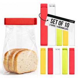 LINDEN SWEDEN Twixit Bag Clips - Set of 10 - Keep Food Fresh, Prevent Spillage - Great for Storage and Organization - Microwave, Freezer and Dishwasher-Safe - BPA-Free, 2 Super 8 Medium