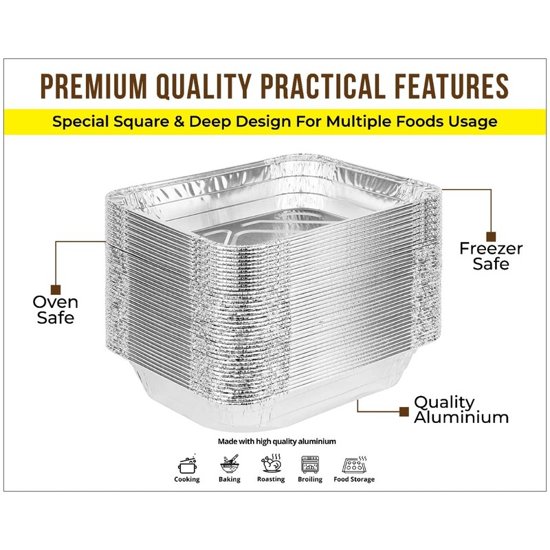 Zuvo Large Disposable Aluminium Foil Trays Containers with Paper Lids