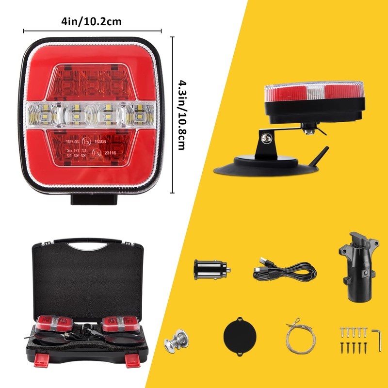 Kedite Wireless Trailer Lights Kit, Portable Magnetic LED Trailer Light,