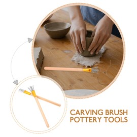 SHINEOFI Clay Texture Brush 2pcs Scratch Wire Brush Clay Needle Detail Tools for Clay Pottery Sculpting Texturing Modeling Tools