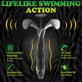 LUCKYFISHING Paddle Tail Swimbaits 16 PCS Fishing Lures Soft Plastic Lures for Trout Crappie Walleye Soft Baits for Bass Fishing Freshwater Saltwater 3 Inch