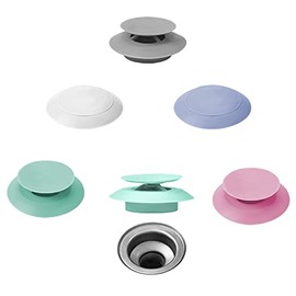 JdikGdik 5 Packs Sink Stopper Silicone Bathtub Stopper,Kitchen Sink Drain Strainer,Bathroom Drain Plug Drain Stopper,Shower Drain Sink Cover with Hair Strainer, Laundry Sink Drain Stopper (5 colors)