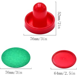 1 Set Mini Air Hockey Pushers and Air Hockey Pucks Great Goal Handles Pushers Goal Handles Paddles Replacement Accessories - 2 Red Air Hockey Pushers and 4 Red Pucks (76 mm)