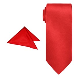 Trimming Shop Men's Necktie Solid Satin Neck Tie & Pocket Square, Skinny Tie with Handkerchief for Wedding, Birthday Party, Formal & Casual Wear, Business Meetings