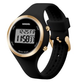 OFFCUP Digital Watches for Women, LED Ladies Digital Watch, Silicon Strap Elecreonic Ladies Watches, Outdoor Sport Fashion Ladies Wrist Watch with Alarm Week LED Light for Women Ladies Girls (Black)
