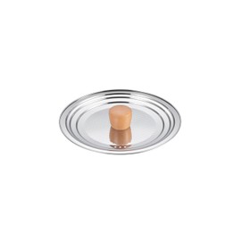 Maruyama Giken Kourikka KOURIKKA All-Purpose Lid (18-20-22cm) with Wooden Handle KRF-706 Stainless Steel Lid with Wooden Handle Snow-Plain Pan Frying Pan 18cm 20cm 22cm Lid Made in Japan, Tsubamesanjo