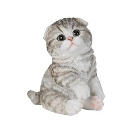 Oubia Sitting Scottish Fold Ears, Gray, 5.5 x 4.1 x 6.3 inches (14 x 10.5 x 16 cm), Doll, Figurine, Animal, Garden, Decorative, Cat H24085-1